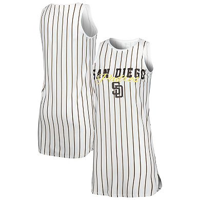 Women's Concepts Sport White San Diego Padres Reel Pinstripe Knit Sleeveless Nightshirt