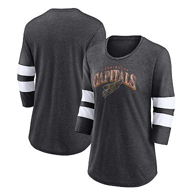 Men's Fanatics Branded Heather Charcoal Washington Capitals Special Edition 2.0 Barn Burner 3/4 Sleeve T-Shirt