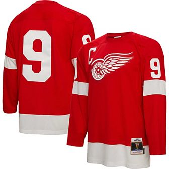 Men's Mitchell & Ness Gordie Howe Red Detroit Red Wings Big & Tall 1960 Captain Patch Blue Line Player Jersey