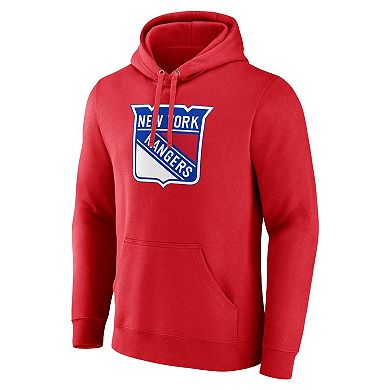 Men's Fanatics Branded Red New York Rangers Primary Logo Pullover Hoodie