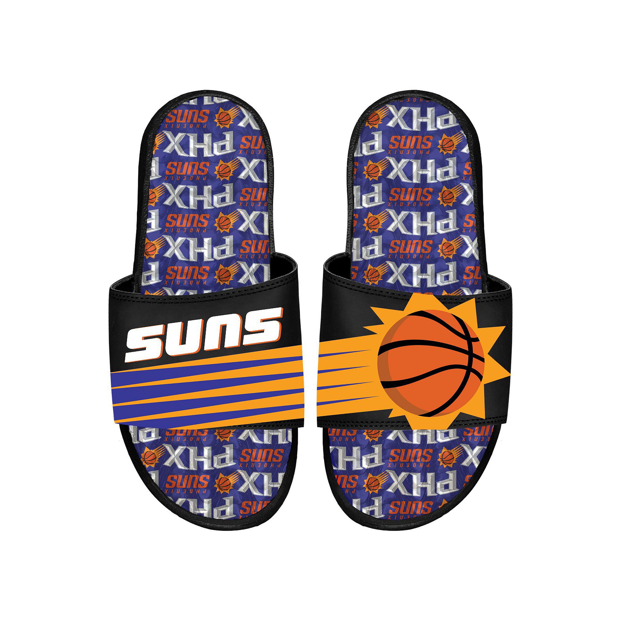 ISlide Phoenix Suns Team Pattern Gel Slide Sandals, Mens, Size: 9, Phx Bla