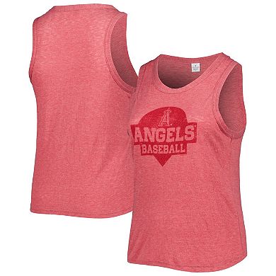 Women's Soft as a Grape Red Los Angeles Angels Plus Size High Neck Tri-Blend Tank Top