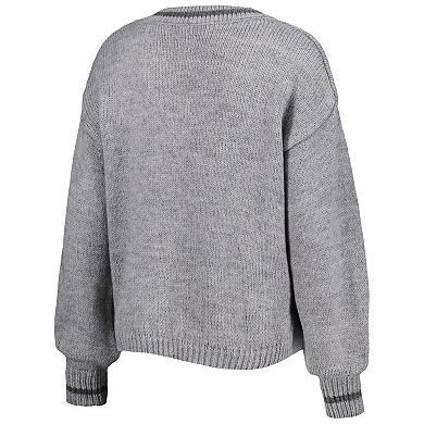 Women's Lusso Gray Philadelphia 76ers Scarletts Lantern Sleeve Tri-Blend V-Neck Pullover Sweater