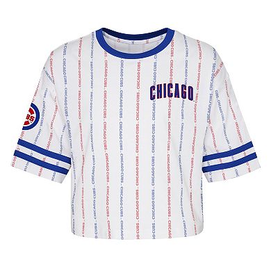 Girls Youth White Chicago Cubs Ball Striped T-Shirt