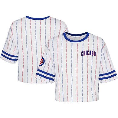 Girls Youth White Chicago Cubs Ball Striped T-Shirt