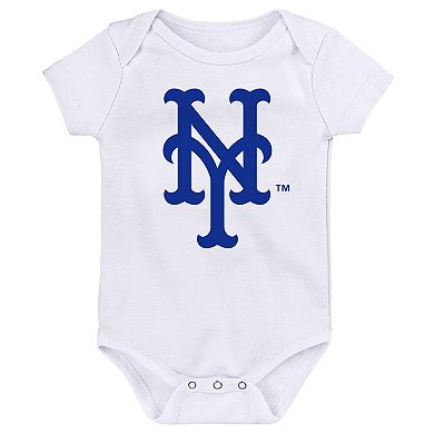 Newborn & Infant Orange/Royal/White New York Mets Minor League Player Three-Pack Bodysuit Set