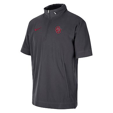 Men's Nike Anthracite Oklahoma Sooners Coaches Half-Zip Short Sleeve Jacket