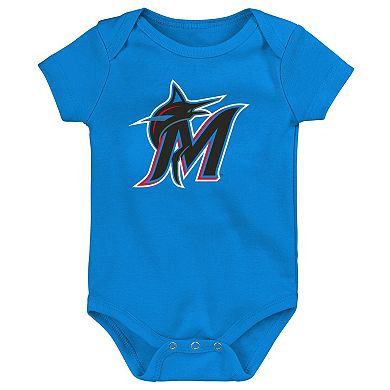 Infant Blue/White/Heather Gray Miami Marlins Biggest Little Fan 3-Pack Bodysuit Set