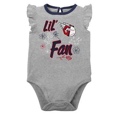 Infant Navy/Heather Gray Cleveland Guardians Little Fan Two-Pack Bodysuit Set