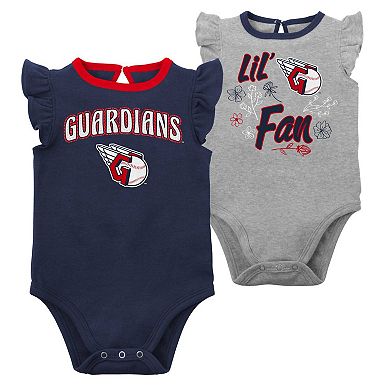 Infant Navy/Heather Gray Cleveland Guardians Little Fan Two-Pack Bodysuit Set
