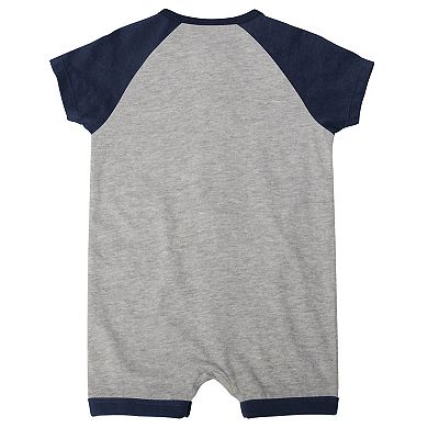Newborn & Infant Heather Gray Cleveland Guardians Extra Base Hit Raglan Full-Snap Romper