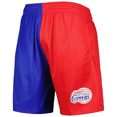 Men's Mitchell & Ness Royal/Red LA Clippers Hardwood Classics 2000 Split Swingman Shorts