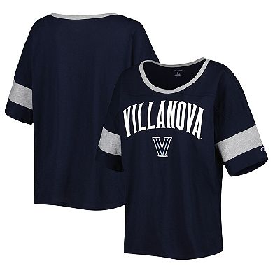 Women's Champion Navy Villanova Wildcats Jumbo Arch Striped Half-Sleeve T-Shirt