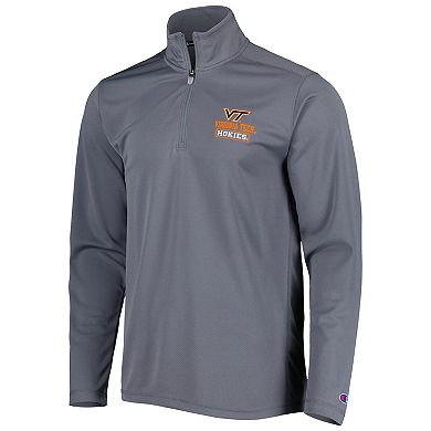 Men's Champion Gray Virginia Tech Hokies Textured Quarter-Zip Jacket