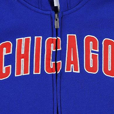 Youth Royal Chicago Cubs Wordmark Full-Zip Fleece Hoodie