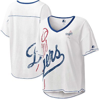 Women's Starter White Los Angeles Dodgers Perfect Game V-Neck T-Shirt