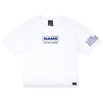 Women's LEGENDS White Los Angeles Rams Aviation Crop T-Shirt