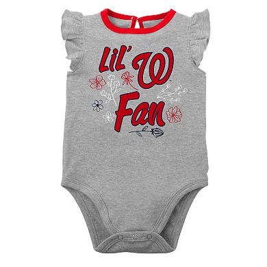 Infant Red/Heather Gray Washington Nationals Little Fan Two-Pack Bodysuit Set