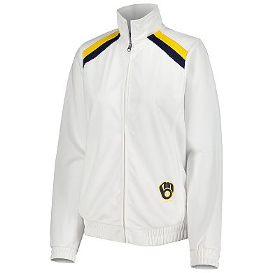 Women's G-III 4Her by Carl Banks White Milwaukee Brewers Red Flag Full-Zip Track Jacket