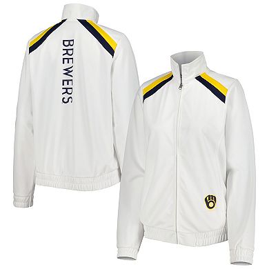 Women's G-III 4Her by Carl Banks White Milwaukee Brewers Red Flag Full-Zip Track Jacket