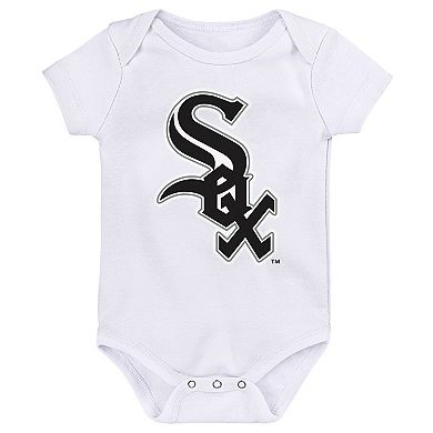 Newborn & Infant Heather Gray/Black/White Chicago White Sox Minor League Player Three-Pack Bodysuit Set