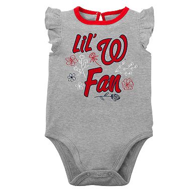 Newborn & Infant Red/Heather Gray Washington Nationals Little Fan Two-Pack Bodysuit Set