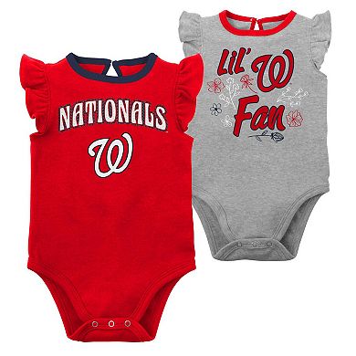 Newborn & Infant Red/Heather Gray Washington Nationals Little Fan Two-Pack Bodysuit Set