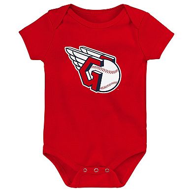 Newborn & Infant Red/White/Heather Gray Cleveland Guardians Biggest Little Fan 3-Pack Bodysuit Set