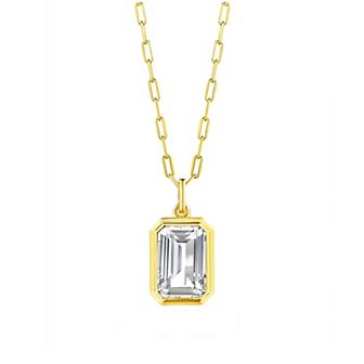 14k Gold Over Silver White Topaz Deco Necklace
