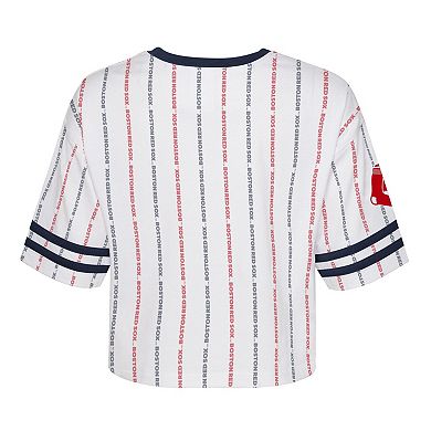 Girls Youth White Boston Red Sox Ball Striped T-Shirt
