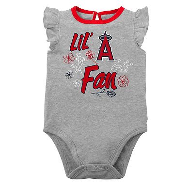 Infant Red/Heather Gray Los Angeles Angels Little Fan Two-Pack Bodysuit Set