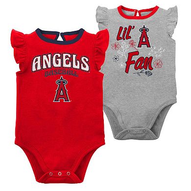 Infant Red/Heather Gray Los Angeles Angels Little Fan Two-Pack Bodysuit Set