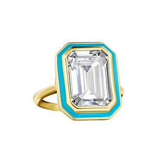 14k Gold Over Silver White Topaz The Deco Ring