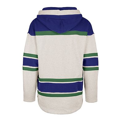 Men's '47 Oatmeal Vancouver Canucks Rockaway Lace-Up Pullover Hoodie