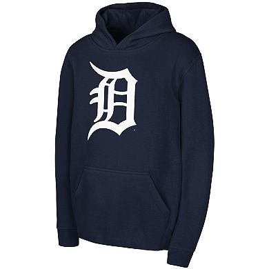 Youth Navy Detroit Tigers Team Primary Logo Pullover Hoodie