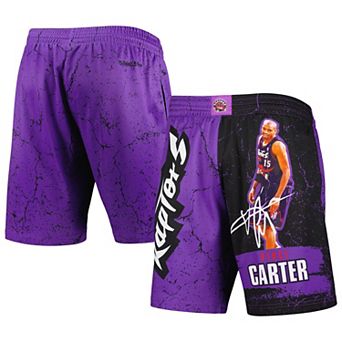 Men's Mitchell & Ness Vince Carter Purple Toronto Raptors Hardwood Classics Player Burst Shorts