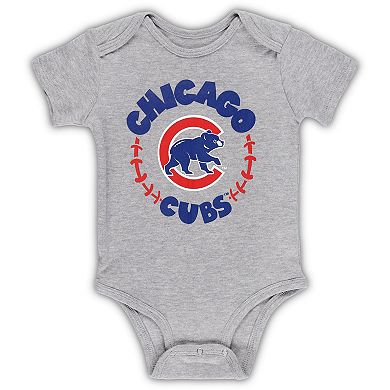 Infant Royal/White/Heather Gray Chicago Cubs Biggest Little Fan 3-Pack Bodysuit Set