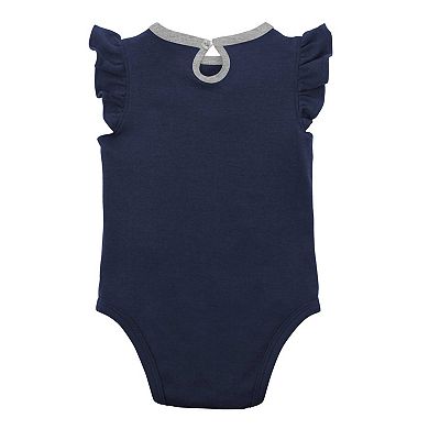 Newborn & Infant Navy/Heather Gray New York Yankees Three-Piece Love of Baseball Bib Bodysuit & Booties Set