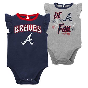 Infant Navy/Heather Gray Atlanta Braves Little Fan Two-Pack Bodysuit Set