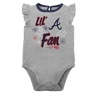 Infant Navy/Heather Gray Atlanta Braves Little Fan Two-Pack Bodysuit Set