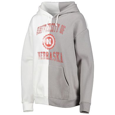 Women's Gameday Couture Gray/White Nebraska Huskers Split Pullover Hoodie