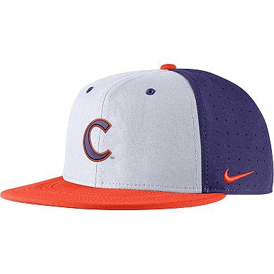 Men's Nike White Clemson Tigers Aero True Baseball Performance Fitted Hat