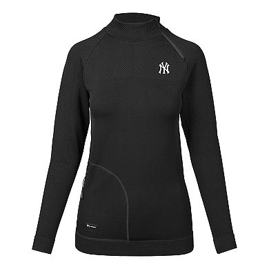 Women's Levelwear Black New York Yankees Verse Asymmetrical Raglan Tri-Blend Quarter-Zip Jacket