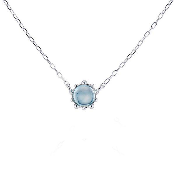 Sterling Silver Blue Topaz Floral Necklace