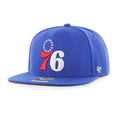 Men's '47 Royal Philadelphia 76ers Sure Shot Captain Snapback Hat