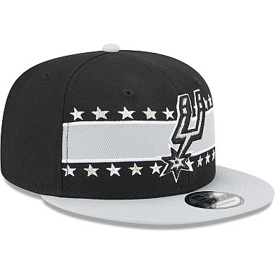 Men's New Era Black San Antonio Spurs Banded Stars 9FIFTY Snapback Hat