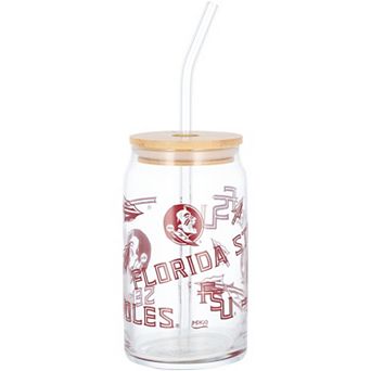 Florida State Seminoles 16oz. Can Glass with Straw