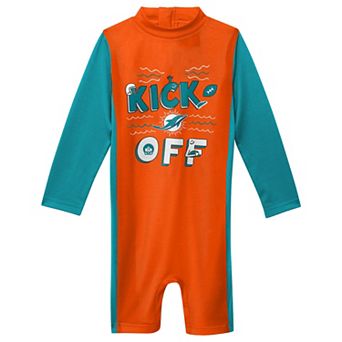Toddler Orange Miami Dolphins Wave Runner Long Sleeve Wetsuit