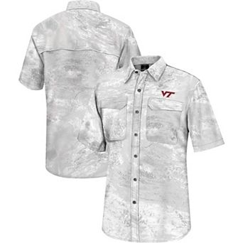 Men's Colosseum White Virginia Tech Hokies Realtree Aspect Charter Full-Button Fishing Shirt