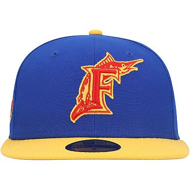 Men's New Era Royal/Yellow Florida Marlins Cooperstown Collection Empire 59FIFTY Fitted Hat
